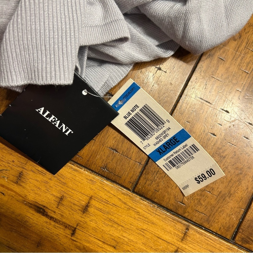 *NWT* Alfani Washed Gray V Neck Cardigan Sweater, Size XL - Picture 7 of 8